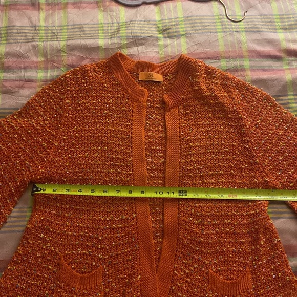 Swap Inside -Orange crochet open knit sweater cardigan size XL - Picture 7 of 13